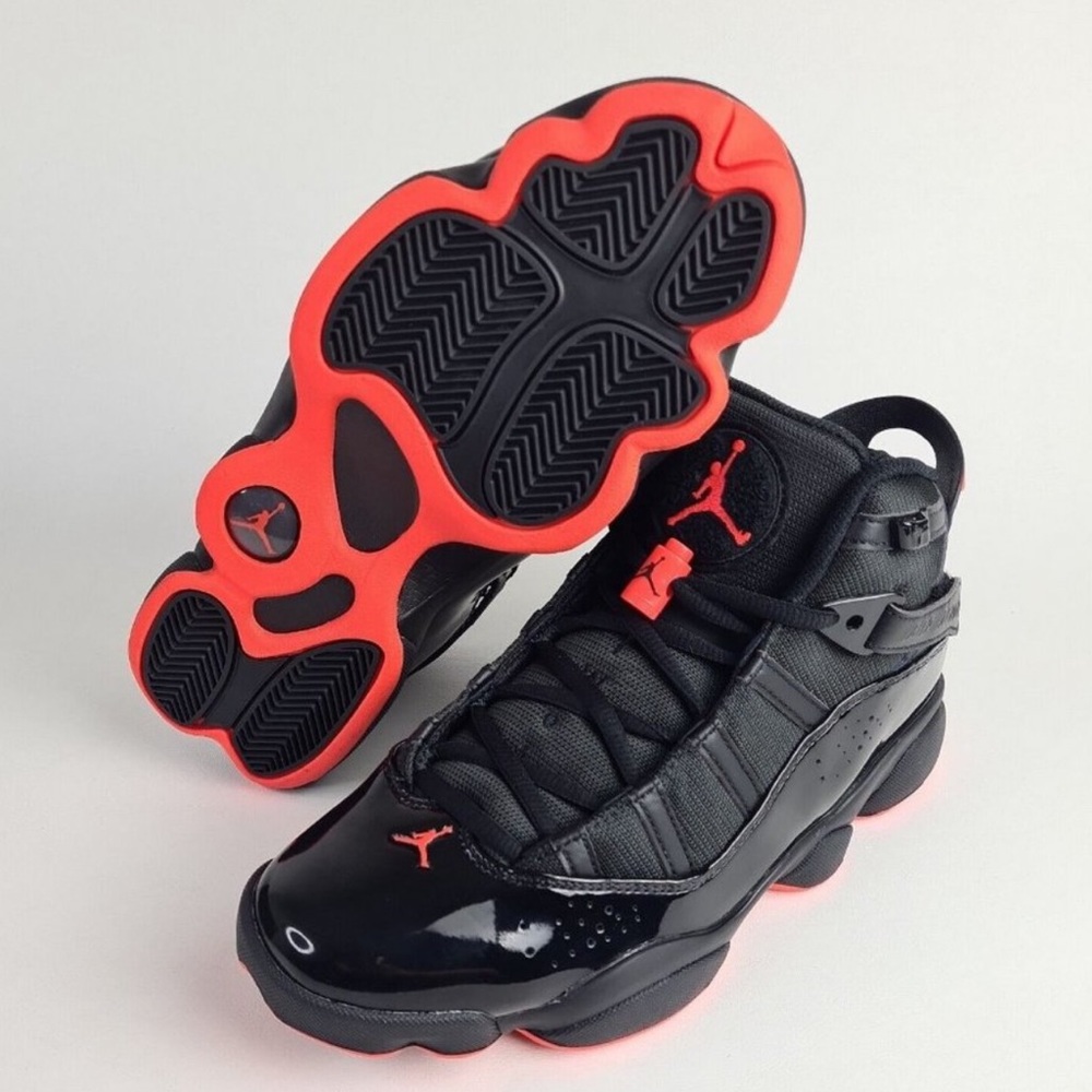 Nike Air Jordan 6 Rings Black Red 23 Mens Sneakers Basketball